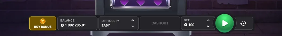 Lucky Ducky control bar showing bet, difficulty, cash out and buy bonus
