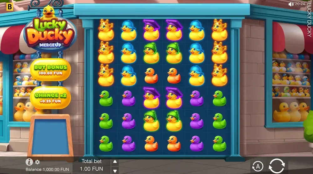 Lucky Ducky slot by BGaming gameplay screen with rubber-duck symbols on the reels